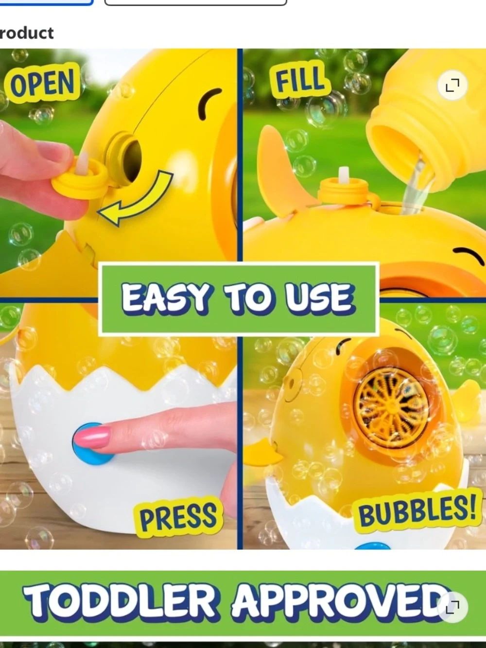 Yellow Interactive Bubble Toy for Kids